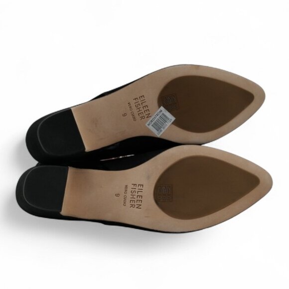 Eileen Fisher Women's Size 9 Black Moddie Nubuck Slingback Block Heel Pumps - Picture 11 of 11